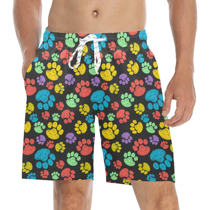 Paw Colorful Print Men's Swim Trunks Beach Shorts