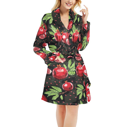 Pomegranate Pattern Print Design PG06 Women's Fleece Robe