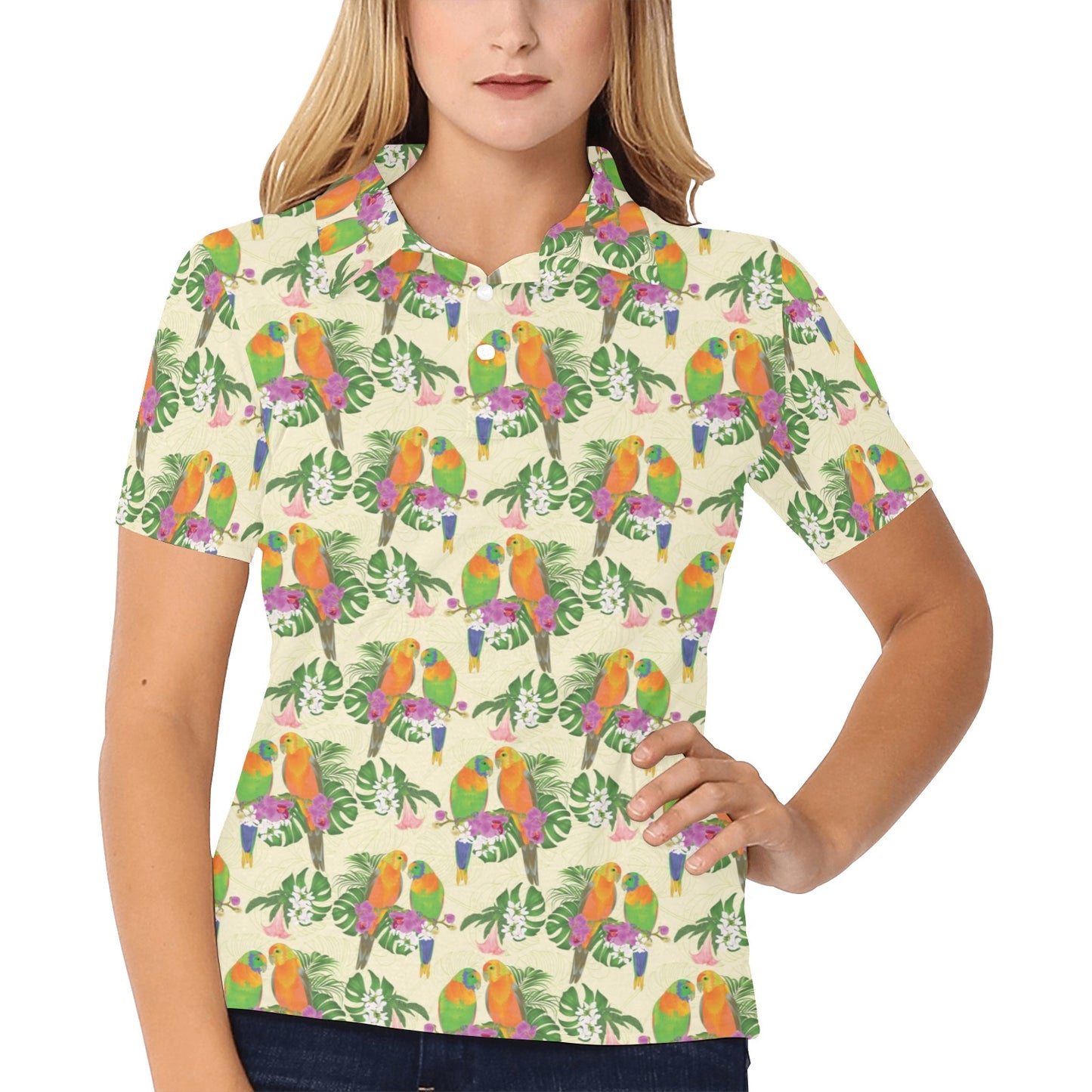 Conures Pattern Print Design 02 Women's Polo Shirt