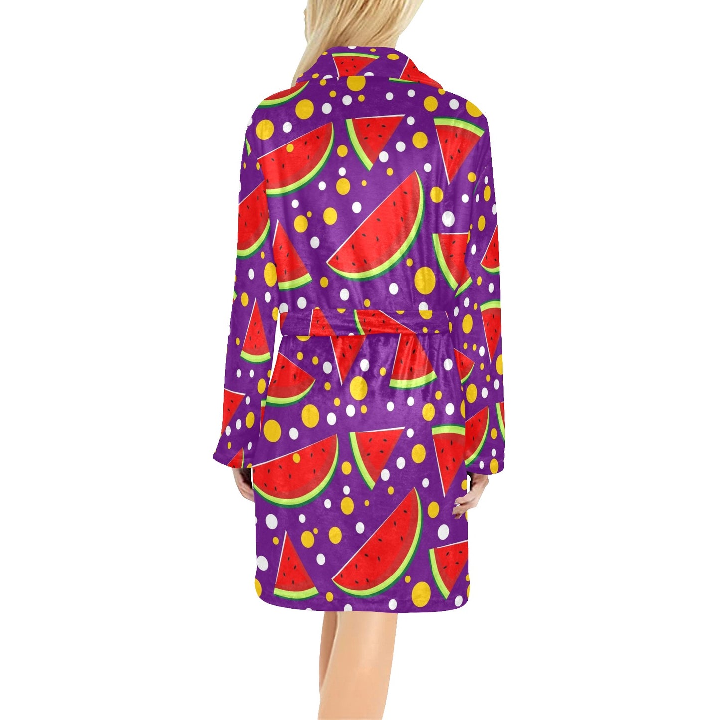Watermelon Pattern Print Design WM010 Women's Fleece Robe