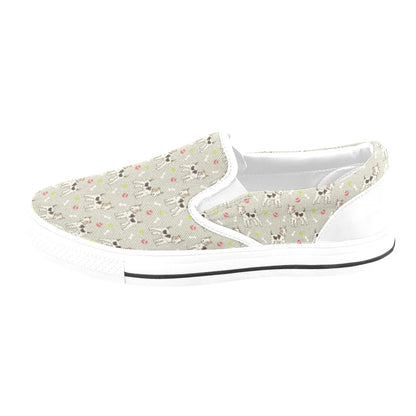 Toy Fox Terriers Print Design LKS301 White Slip Ons Canvas Women's Shoes