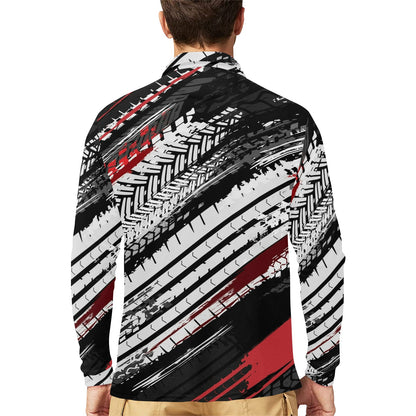 Racing Pattern Print Design A03 Long Sleeve Polo Shirt For Men's