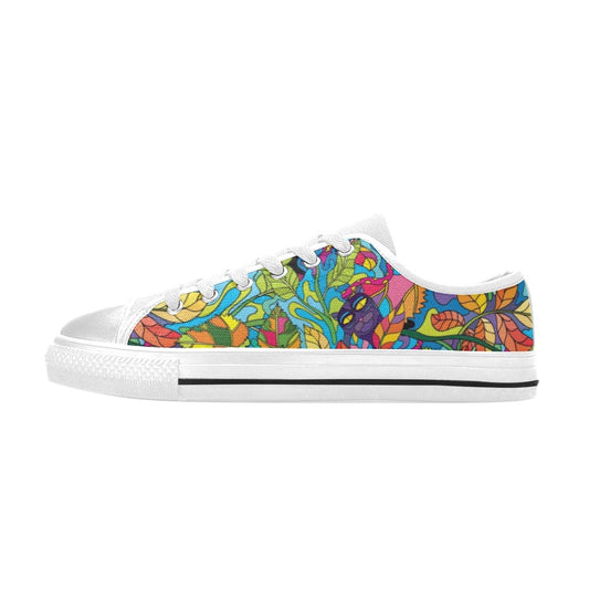 Trippy Print Design LKS301 Women's White Low Top Shoes