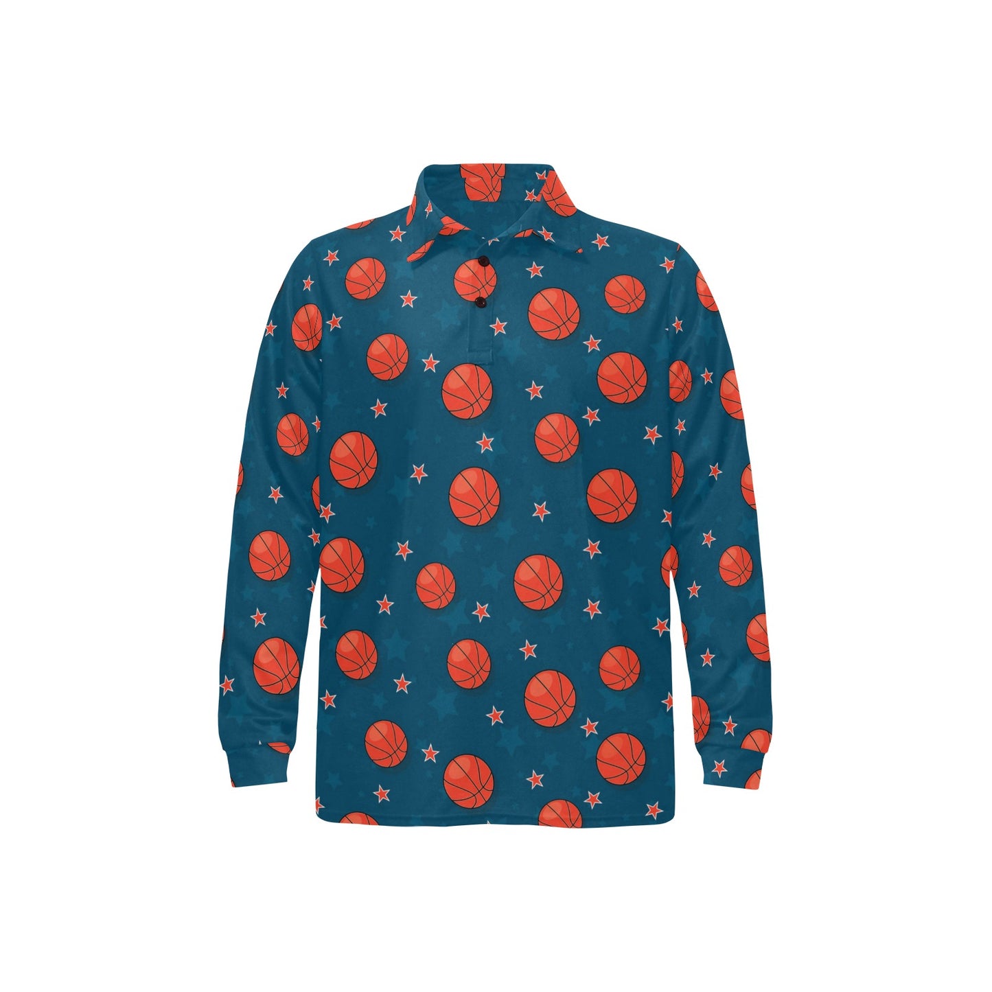 Basketball Pattern Print Design 02 Long Sleeve Polo Shirt For Men's