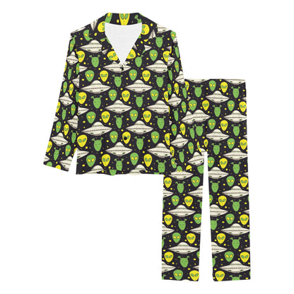 Alien UFO Pattern Women's Long Pajama Set