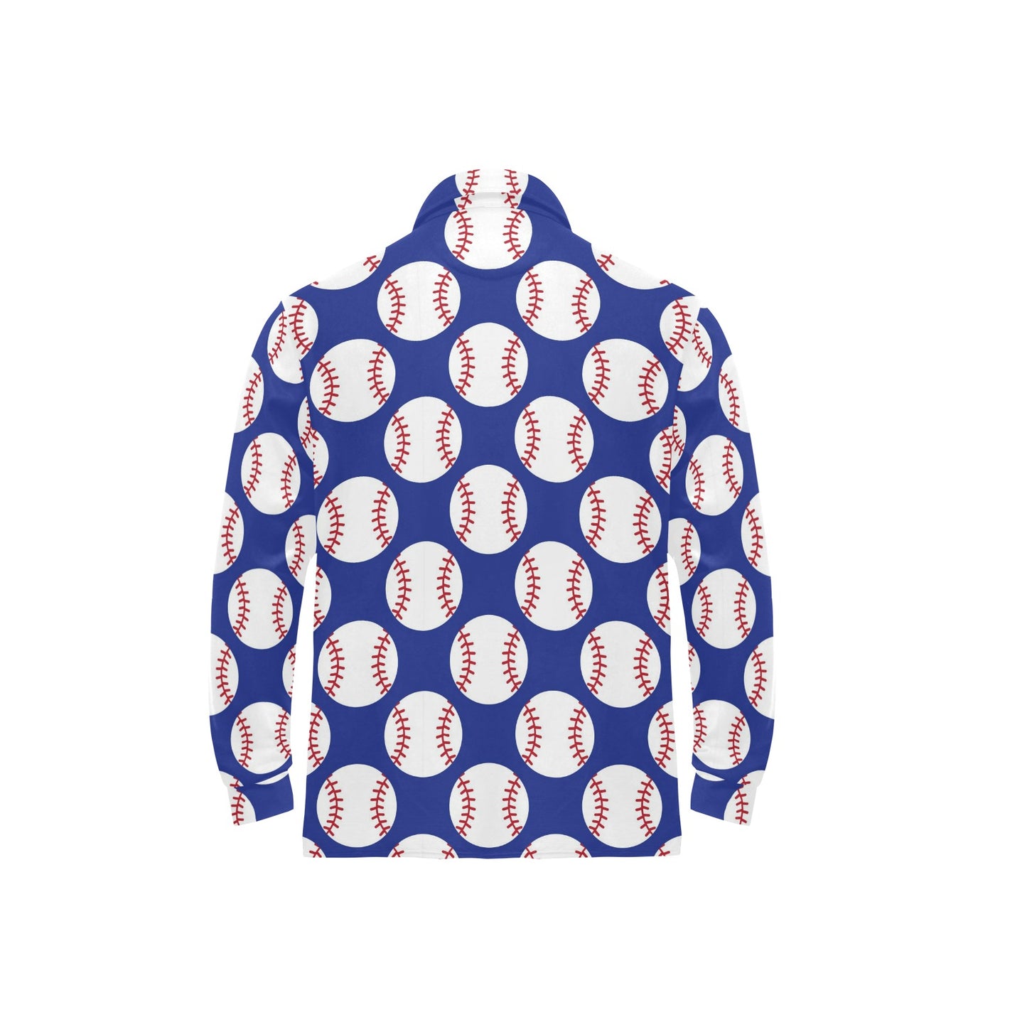Baseball Blue Background Long Sleeve Polo Shirt For Men's