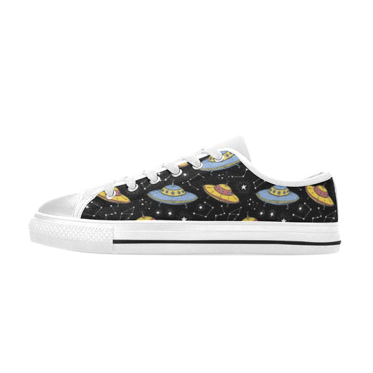 UFO Print Design LKS307 Women's White Low Top Shoes