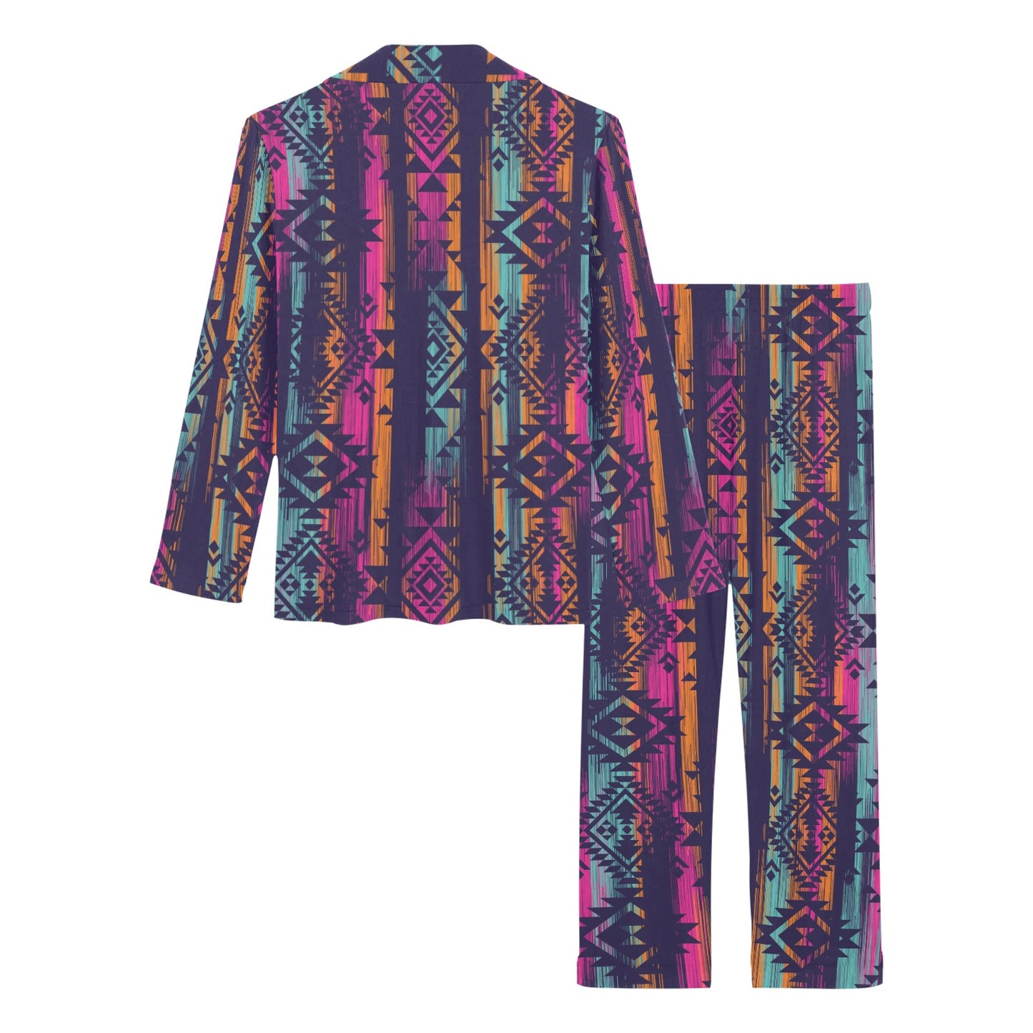 Line Tribal Aztec Women's Long Pajama Set