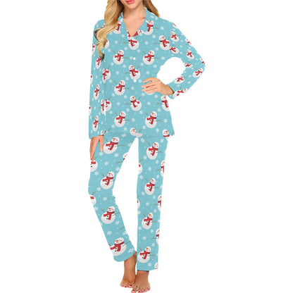 Snowman Print Design LKS304 Women's Long Pajama Set