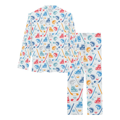 Hockey Equipment Print Design LKS301 Women's Long Pajama Set