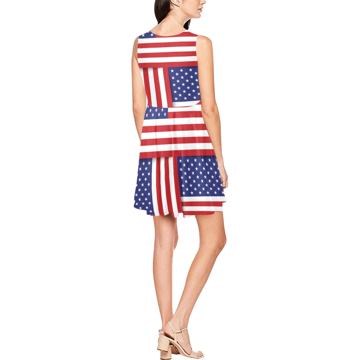 Patriotic US Flag Pattern Print Design A01 Sleeveless Dress
