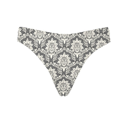 Damask Elegant Print Pattern Women's Thongs