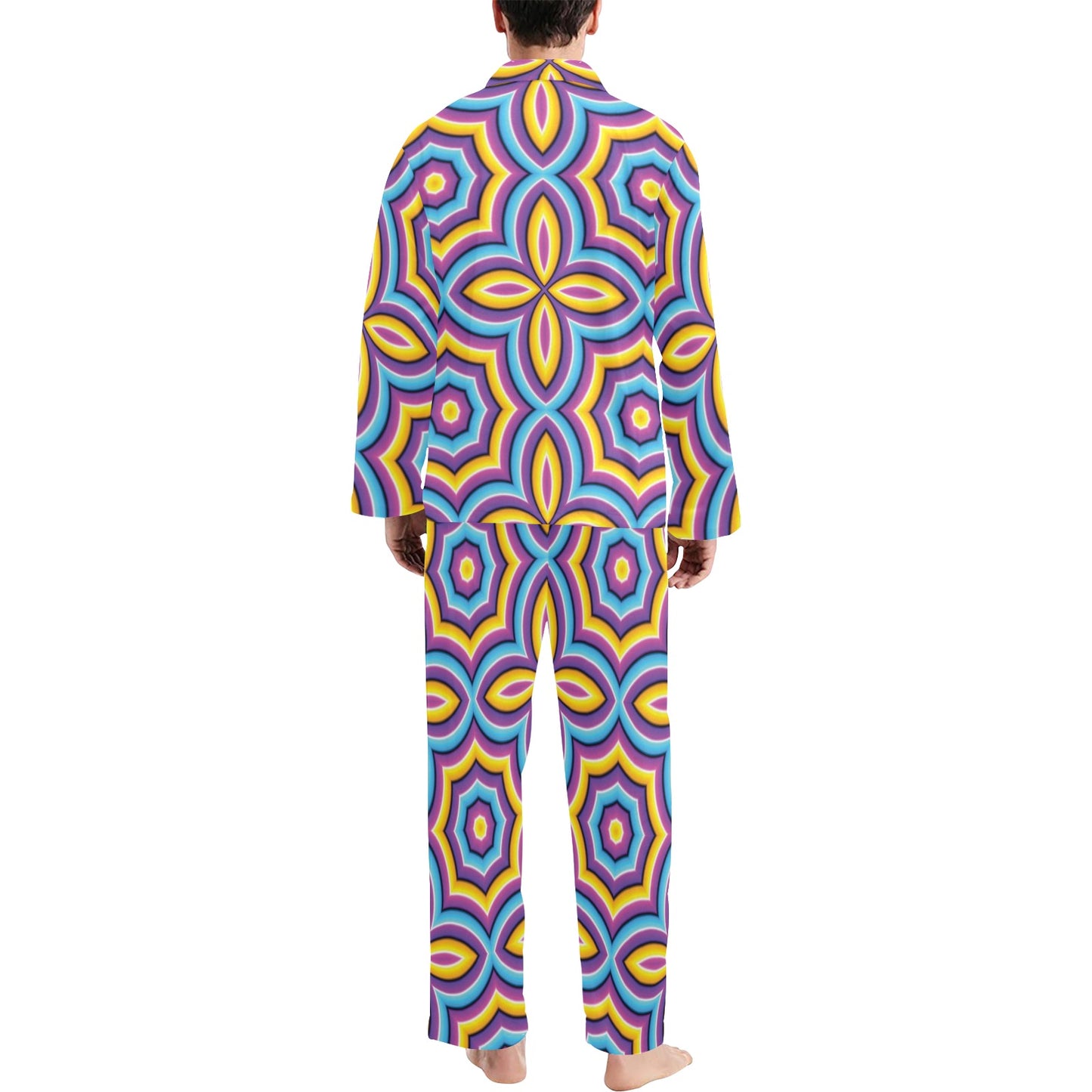 Optical illusion Pattern Print Design A03 Men's Long Pajama Set