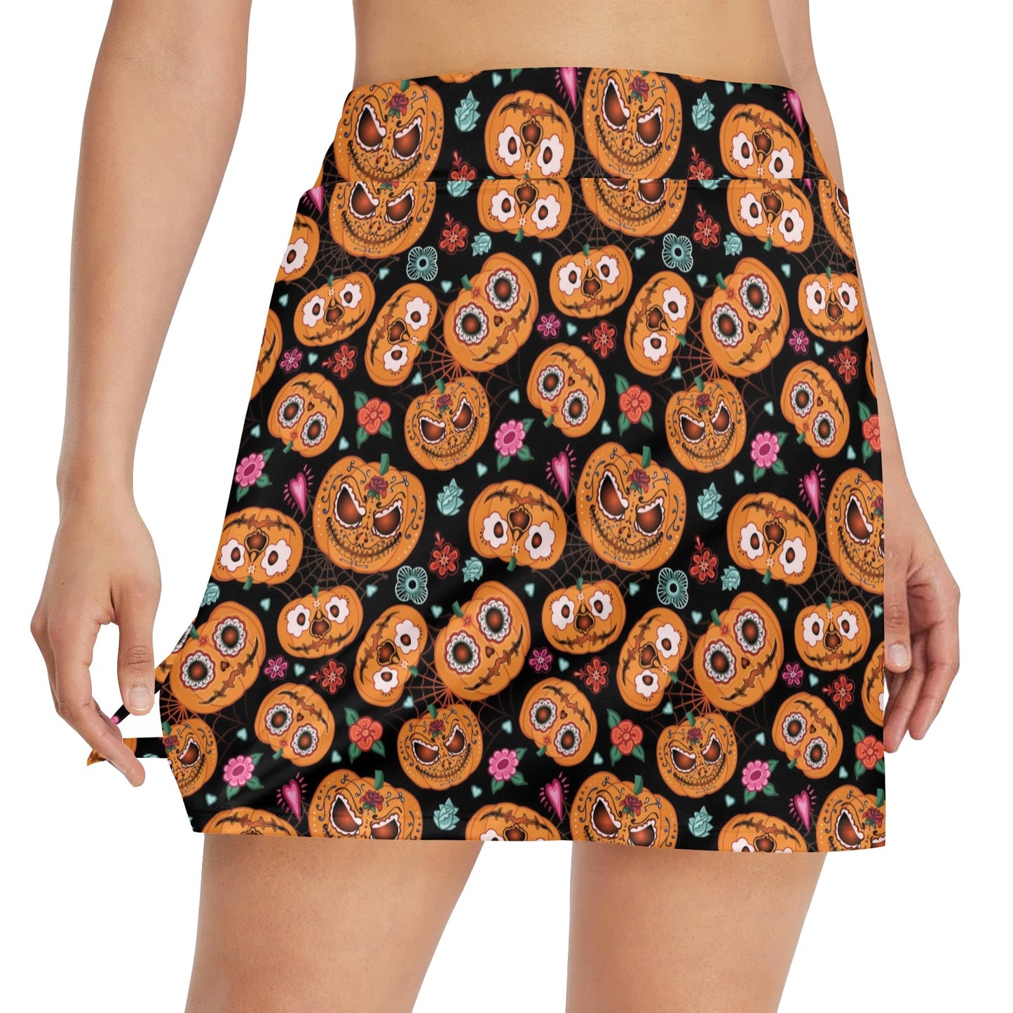 Halloween Print Design LKS402 17" Golf & Pickleball Skort with Pockets
