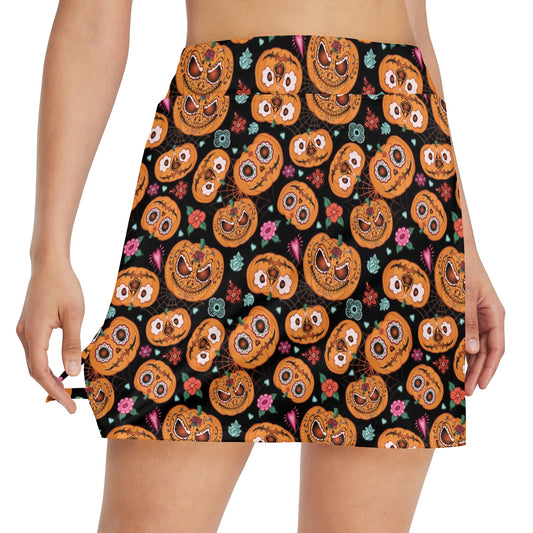 Halloween Print Design LKS402 17" Golf & Pickleball Skort with Pockets