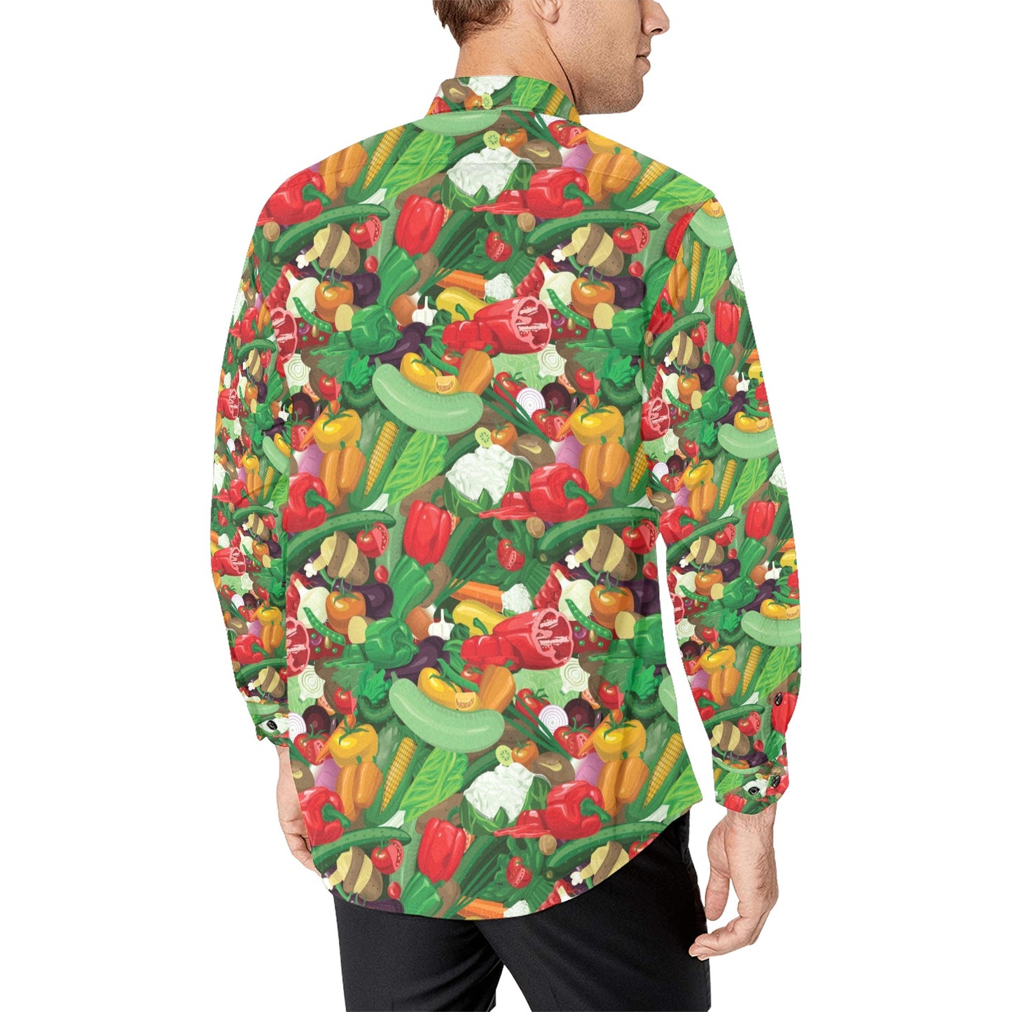 Salad Mix Vegetableprint Design LKS301 Men's Long Sleeve Dress Shirt