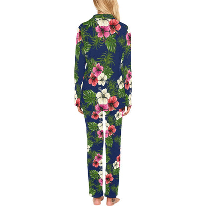Hibiscus Pattern Print Design HB028 Women's Long Pajama Set