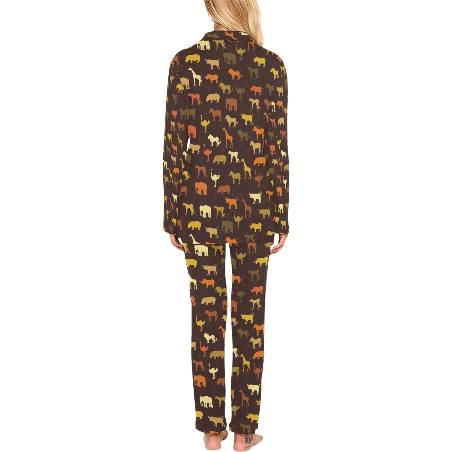 Safari Animal Print Design LKS301 Women's Long Pajama Set