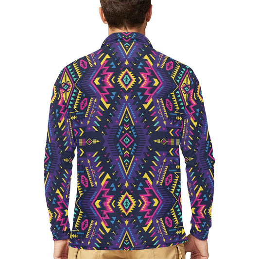 Aztec Pattern Print Design 07 Long Sleeve Polo Shirt For Men's