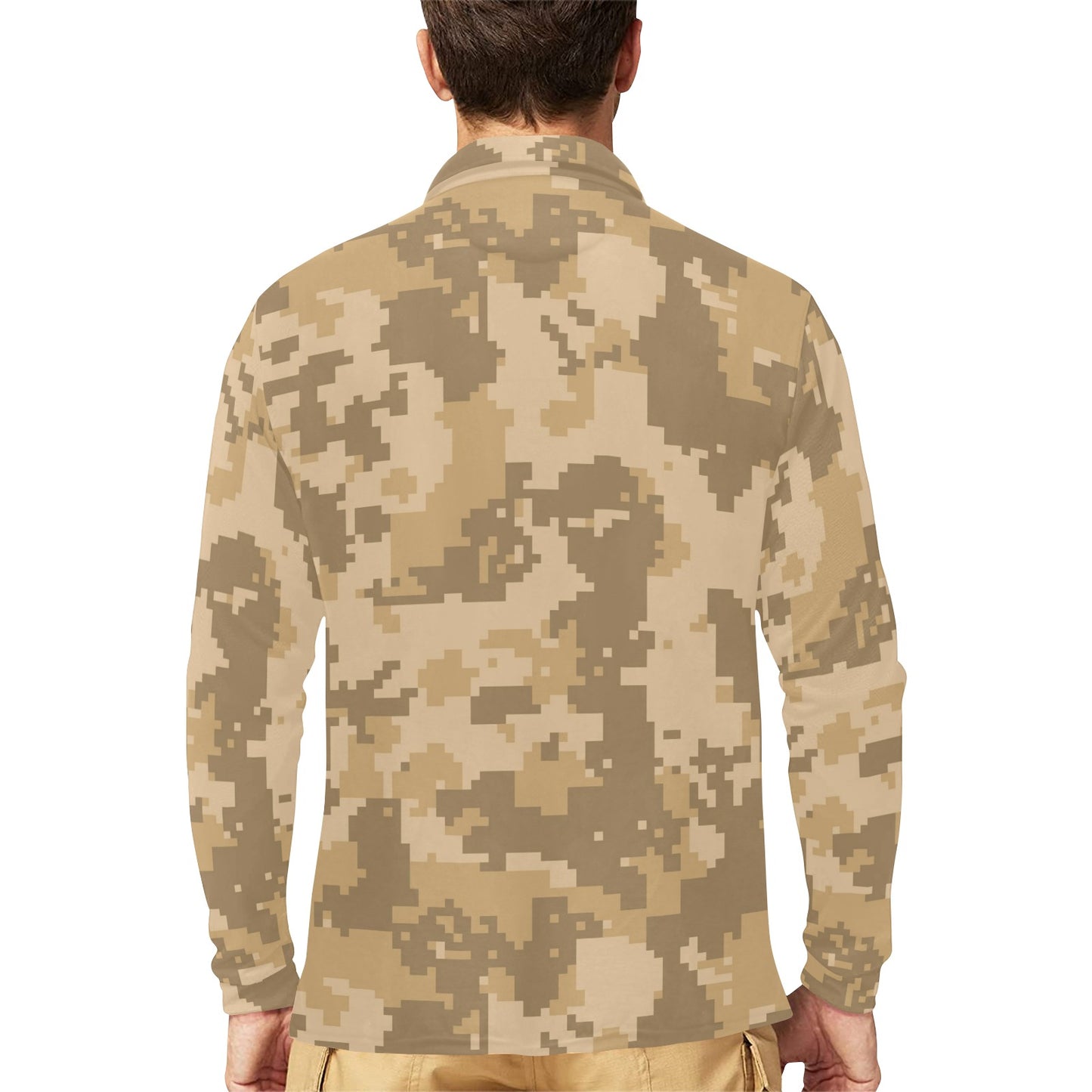 ACU Digital Desert Camouflage Long Sleeve Polo Shirt For Men's