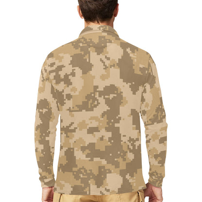 ACU Digital Desert Camouflage Long Sleeve Polo Shirt For Men's