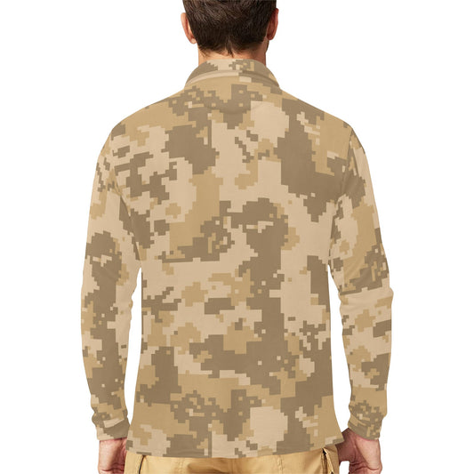 ACU Digital Desert Camouflage Long Sleeve Polo Shirt For Men's