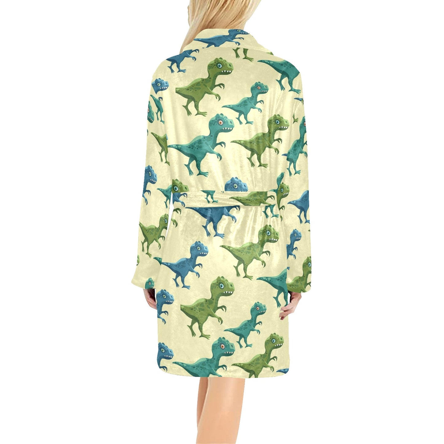 T Rex Pattern Print Design A04 Women's Fleece Robe