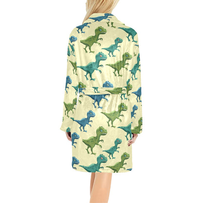T Rex Pattern Print Design A04 Women's Fleece Robe