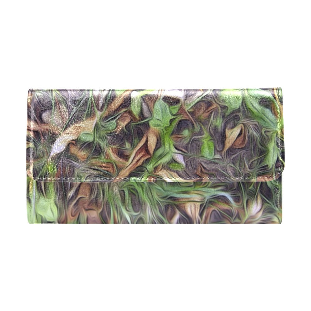 Camouflage Realistic Tree Print Women's Trifold Wallet