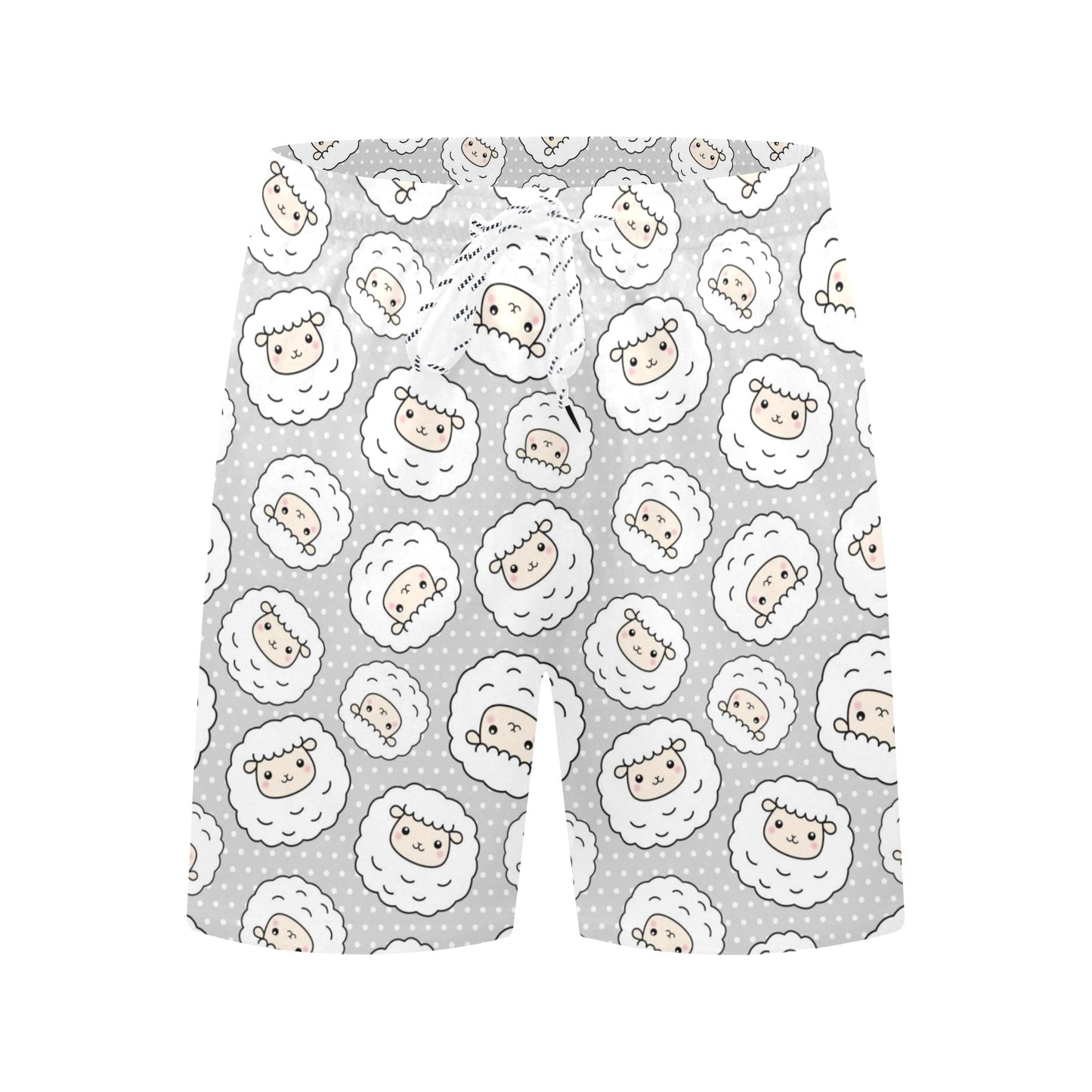 Sheep Print Design LKS401 Men's Swim Trunks Beach Shorts