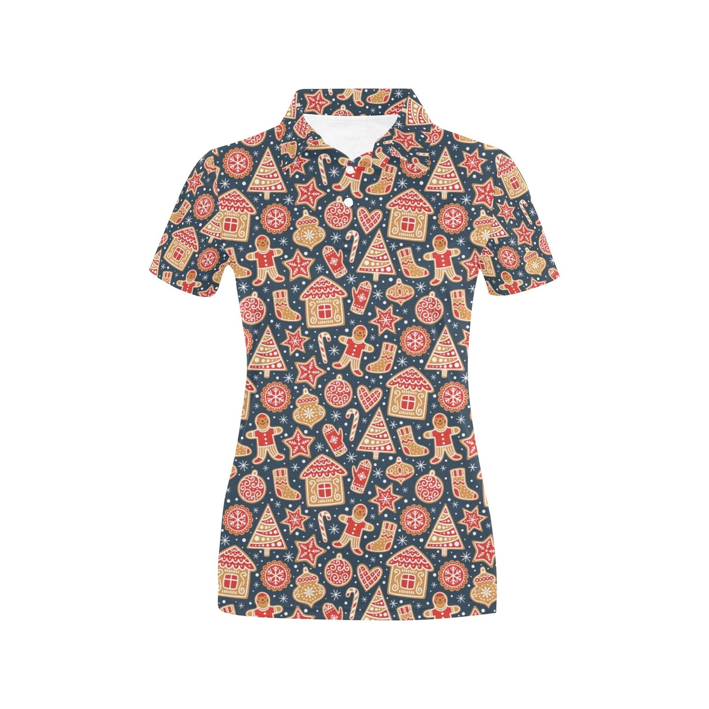 Gingerbread Pattern Print Design 03 Women's Polo Shirt