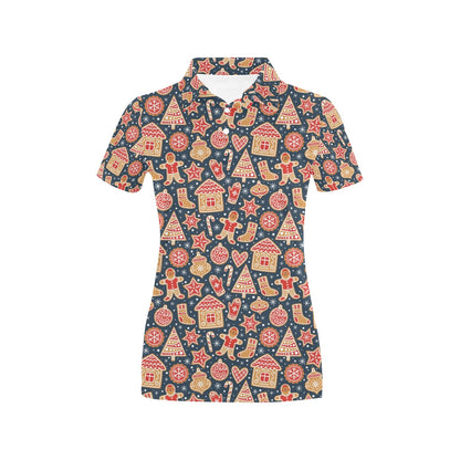 Gingerbread Pattern Print Design 03 Women's Polo Shirt