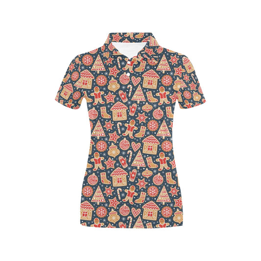 Gingerbread Pattern Print Design 03 Women's Polo Shirt
