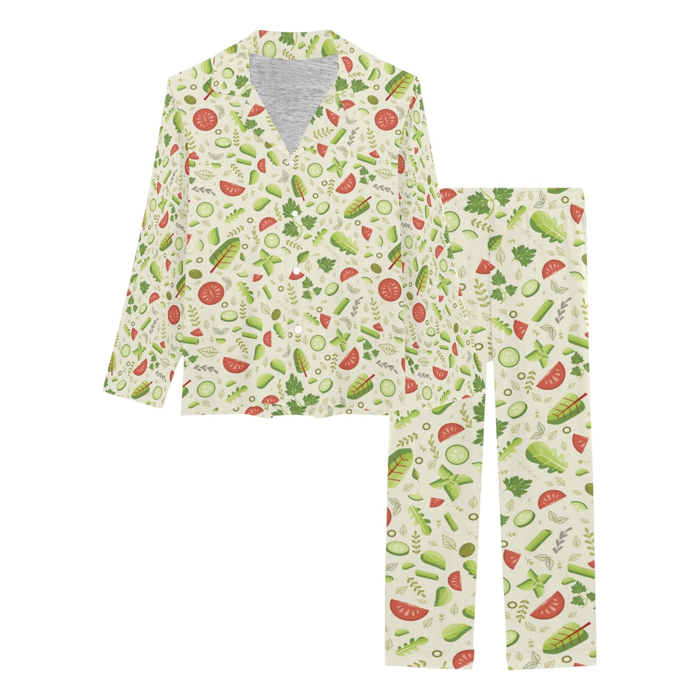Salad Vegetable Print Design LKS302 Women's Long Pajama Set