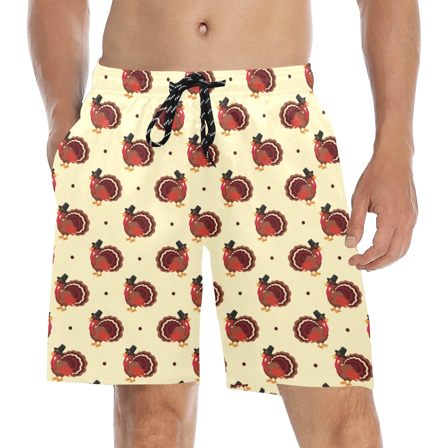 Thanksgiving Print Design LKS3010 Men's Swim Trunks Beach Shorts