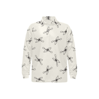 Kayak Pattern Print Design 01 Long Sleeve Polo Shirt For Men's
