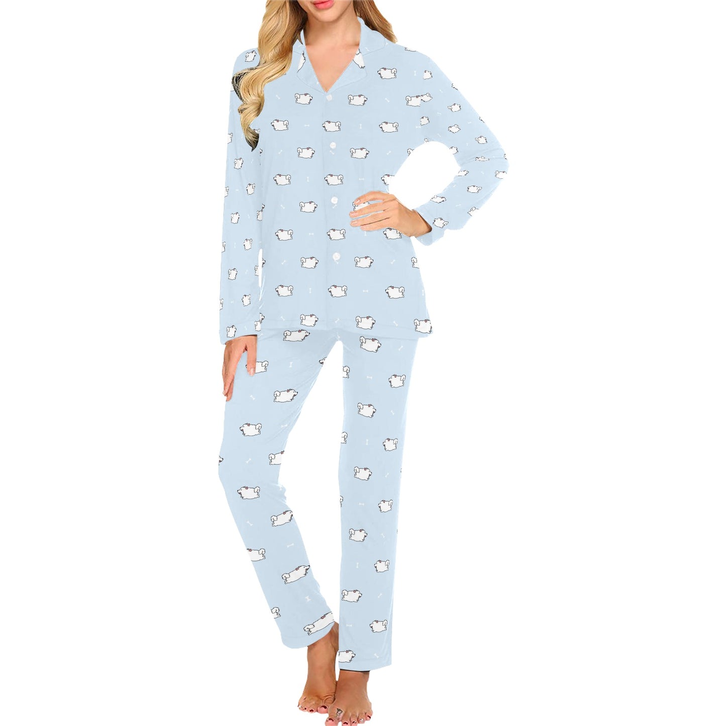 Samoyeds Print Design LKS302 Women's Long Pajama Set