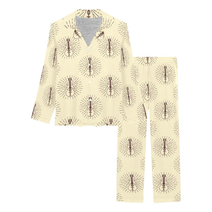 Mandolin Pattern Print Design 02 Women's Long Pajama Set