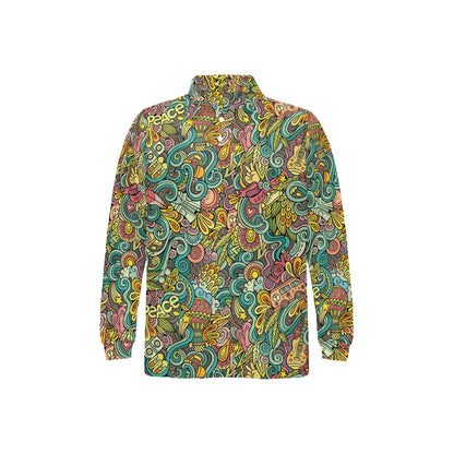 Hippie Print Design LKS302 Long Sleeve Polo Shirt For Men's