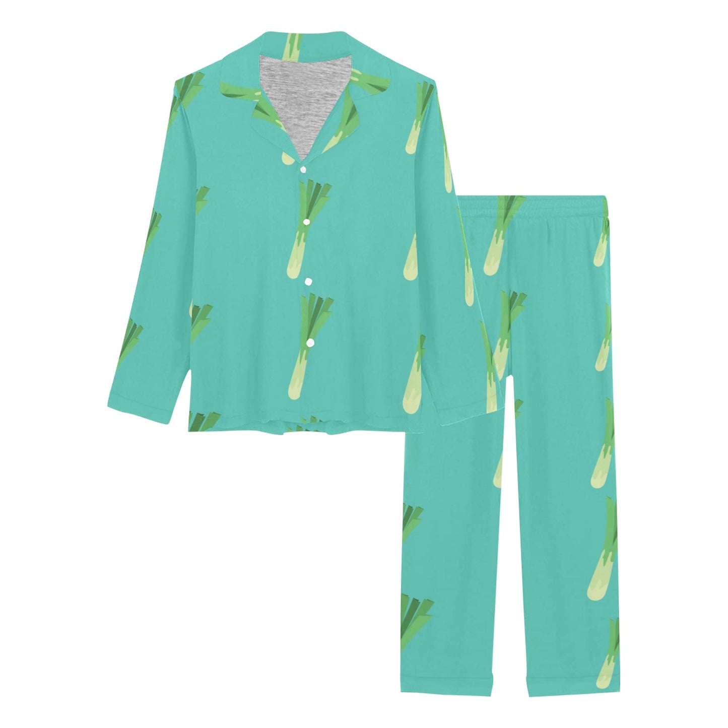 Leek Pattern Print Design 01 Women's Long Pajama Set