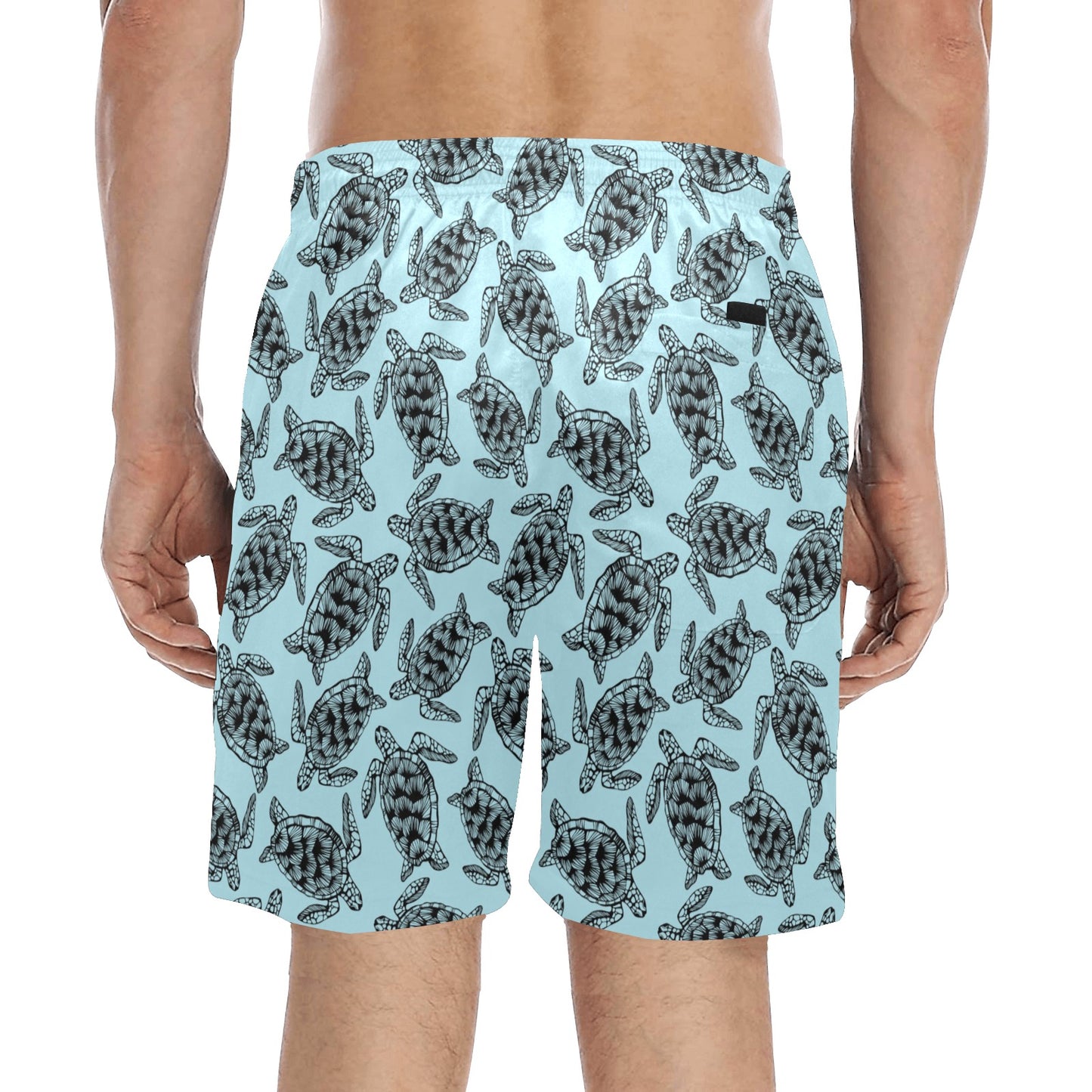 Sea Turtle Print Design LKS3010 Men's Swim Trunks Beach Shorts