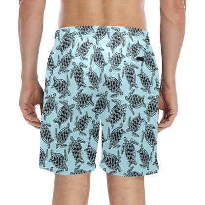 Sea Turtle Print Design LKS3010 Men's Swim Trunks Beach Shorts