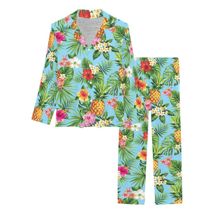 Pineapple Hawaiian flower Tropical Women's Long Pajama Set