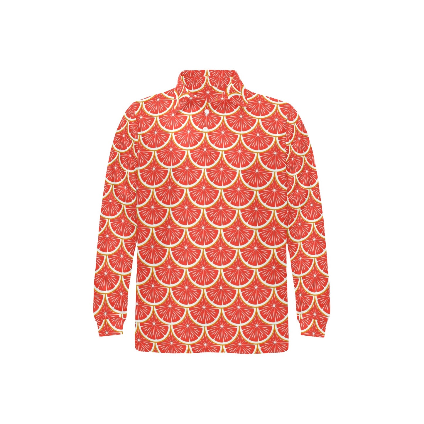 Grapefruit Pattern Print Design GF07 Long Sleeve Polo Shirt For Men's