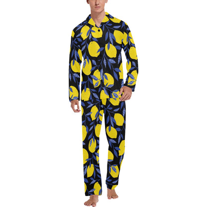 Lemon Pattern Print Design LM01 Men's Long Pajama Set