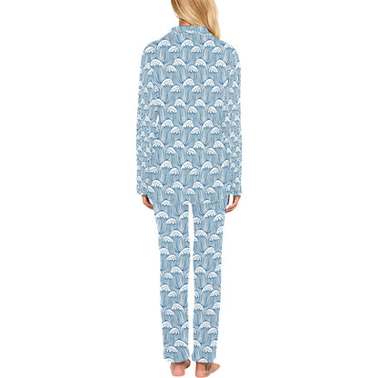Wave Print Design LKS306 Women's Long Pajama Set