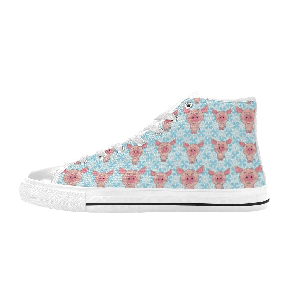 Pig Print Design LKS402 Men's High Top Canvas Shoes