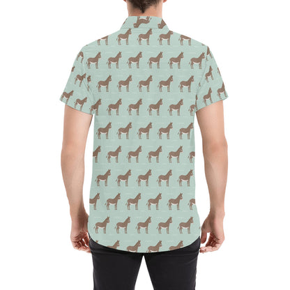 Donkey Print Design LKS402 Men Short Sleeve Button Up Shirt