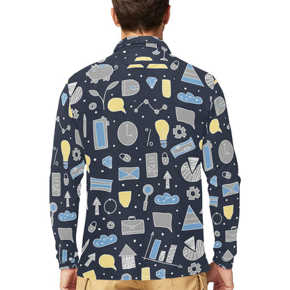Accounting Financial Pattern Print Design 04 Long Sleeve Polo Shirt For Men's