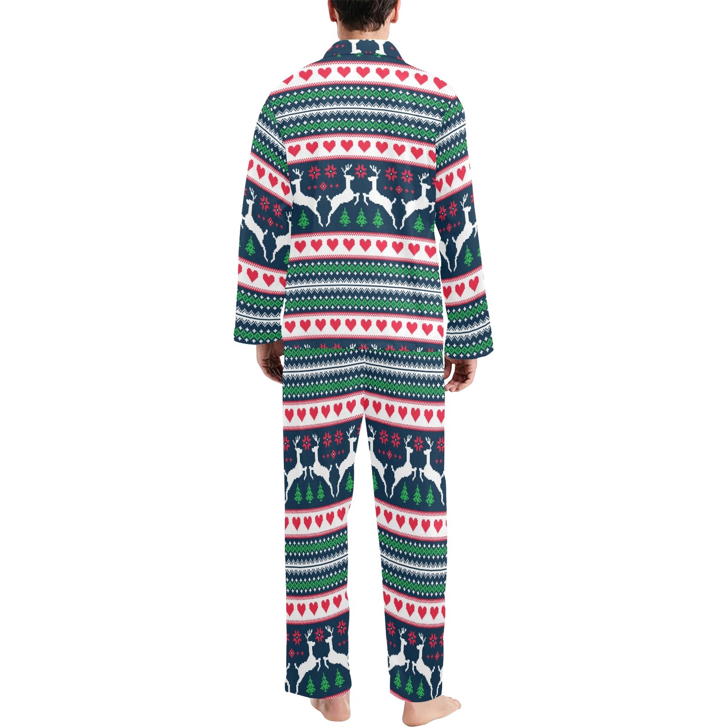 Reindeer Pattern Print Design 03 Men's Long Pajama Set